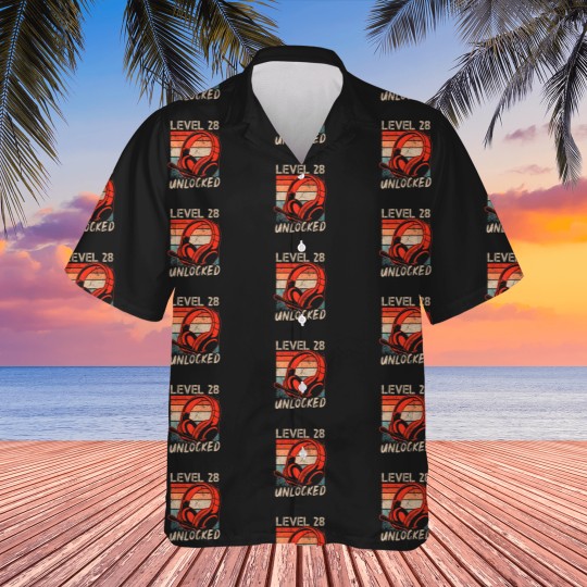 Discover Level 28 Unlocked Video Gamer Lovers 28Th Birthday Hawaiians