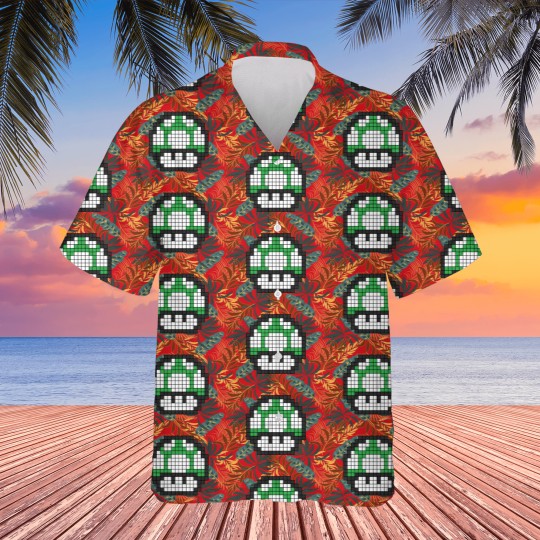 Discover 8Bit - Green Mushroom 1Up Hawaiians