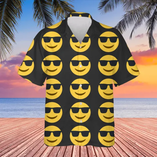 Discover Smiling Emoticon Face with Sunglasses Hawaiians