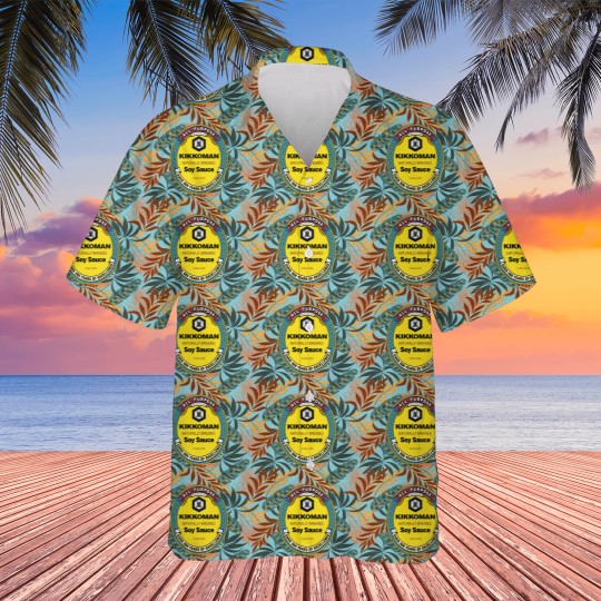 Discover All Purpose Kikkoman Soy Sauce Print Design Men's Ideal Short Sleeve Black Funny Cotton Hawaiians