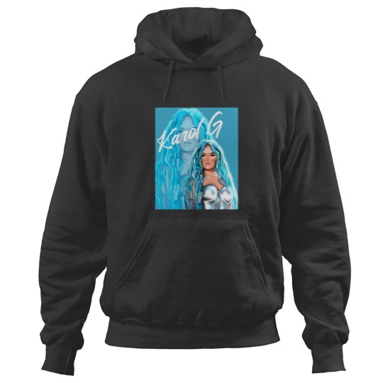 Discover Rectangle Karol  with Blue Hair Illustration Hoodies