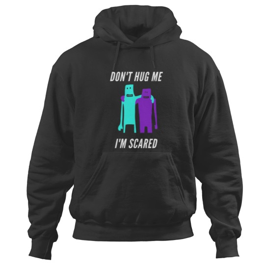 Discover Don't hug me i'm scared cyan and purple Hoodies