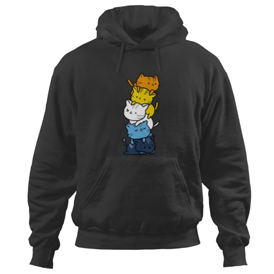 Discover Kawaii Cat Pile Aroace Pride Flag Hoodies