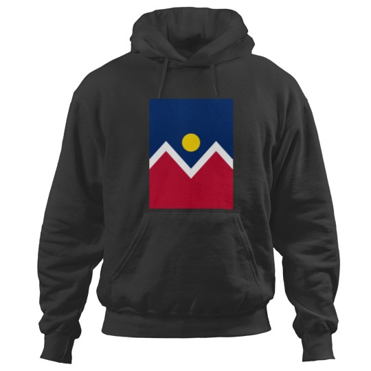 Discover Denver City Flag, Colorado, Blue, Red, White, Yellow Hoodies