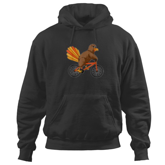 Discover Turkey Riding Bike Thanksgiving Day Cool Bicycle Hoodies