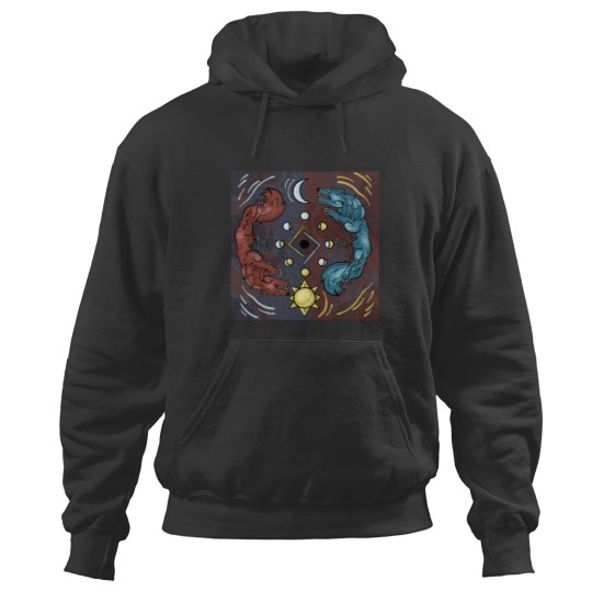 Discover Skoll and Hati Chasing the Sun and Moon Hoodies