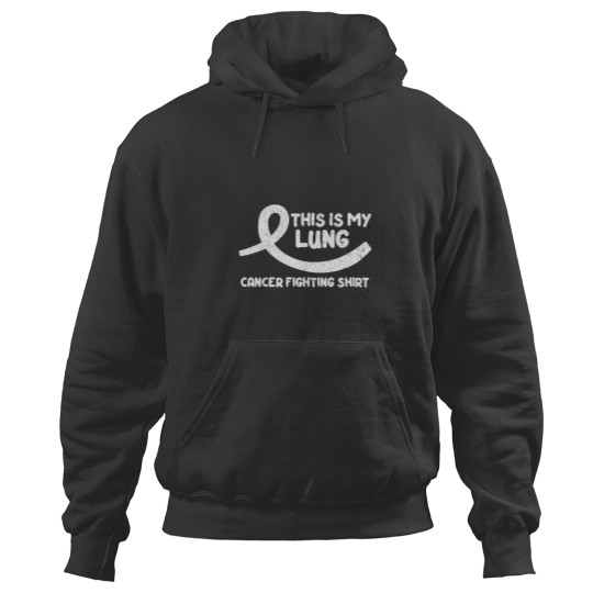 Discover Cancer Fighter White Ribbon Warrior Lung Cancer Awareness Hoodies