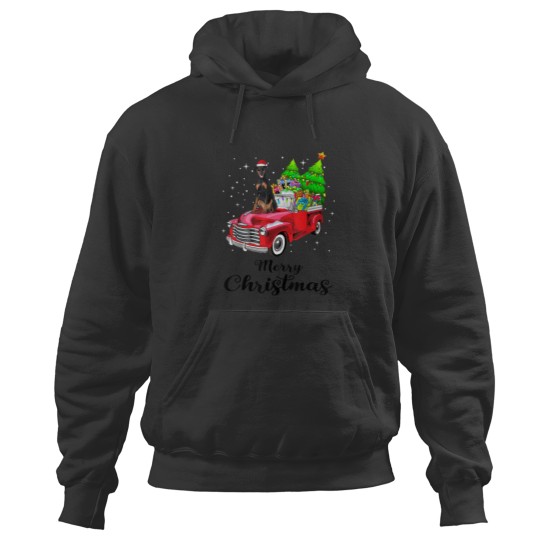 Discover Doberman Pinscher Ride Red Truck Christmas Pajama Hoodies