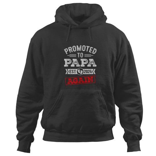 Discover Promoted To Papa Again 2024 Pregnancy Announcement Hoodies