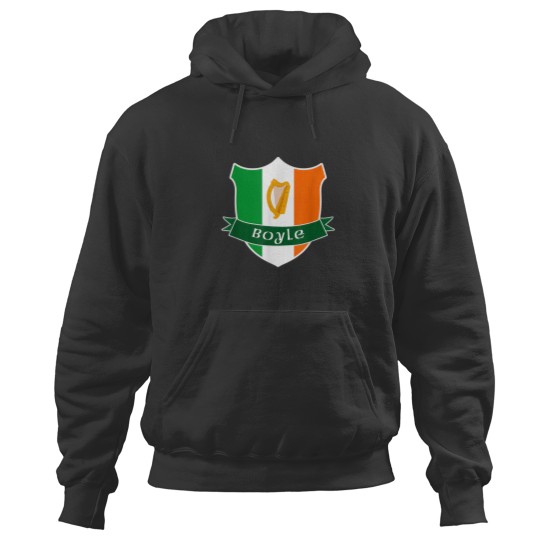 Discover Boyle Irish Name Ireland Flag Harp Family Hoodies