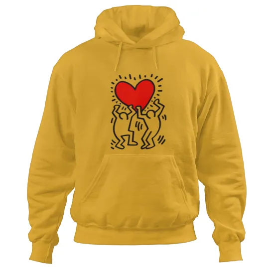Discover Keith Haring Heart Hoodies