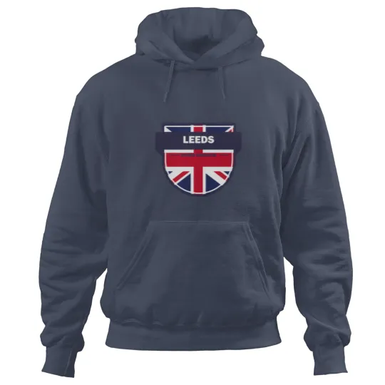 Discover Leeds Shield with United Kingdom's Flag Minimalistic & Hoodies