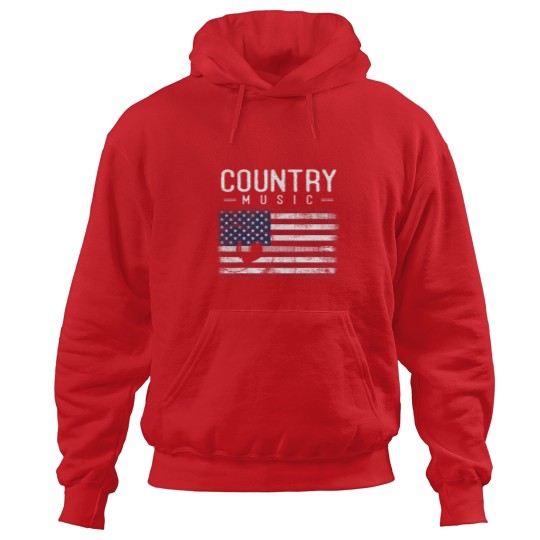 Discover Country Music Vintage Guitar American Flag 21 Hoodies