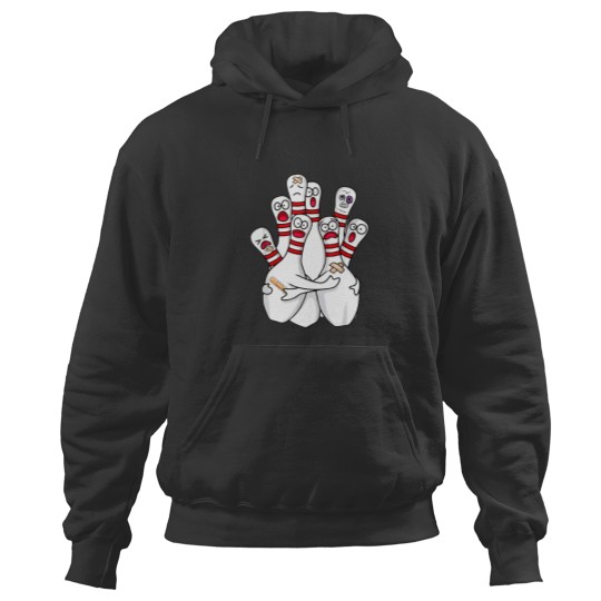Discover Cartoon Bowling Scared Bowling Pins Funny Sport Bowler Hoodies
