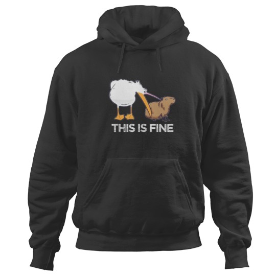 Discover This is fine Meme funny Capybara dog Pelican Nihilism Joke Hoodies