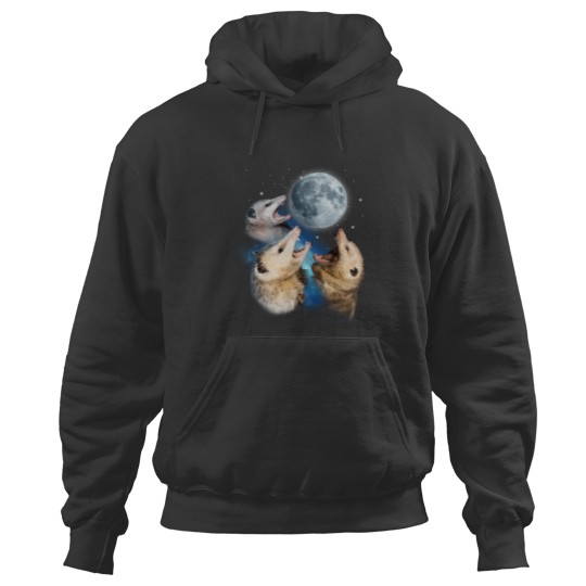 Discover Three Possum Howling At Moon - Funny Opossum Lovers Costume Hoodies