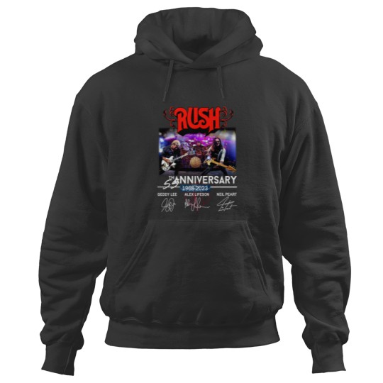 Discover New 55 Years RUSH Band 1968-2023 Signatures Hoodies