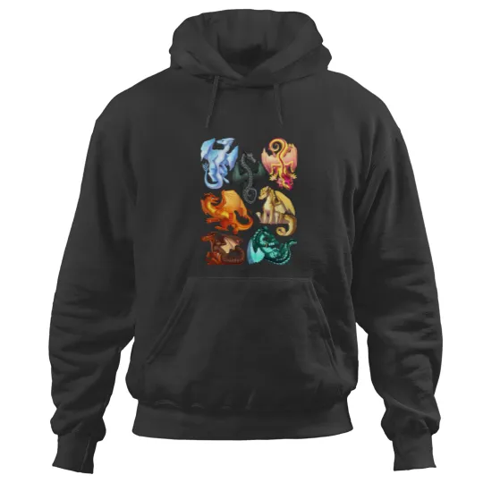 Discover Wings of Firee - Jade Winglet Dragonets Moonwatcher, Winter, Qibli, Peril, Turtle, Umber, Kinkajou C Hoodies