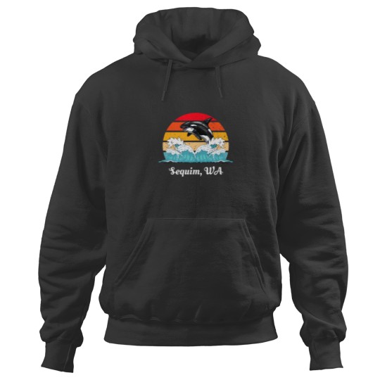 Discover Vintage Sequim WA Distressed Orca Killer Whale Art Hoodies