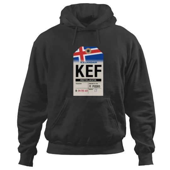 Discover Reykjavik (KEF) Airline Luggage Tag Sticker Hoodies