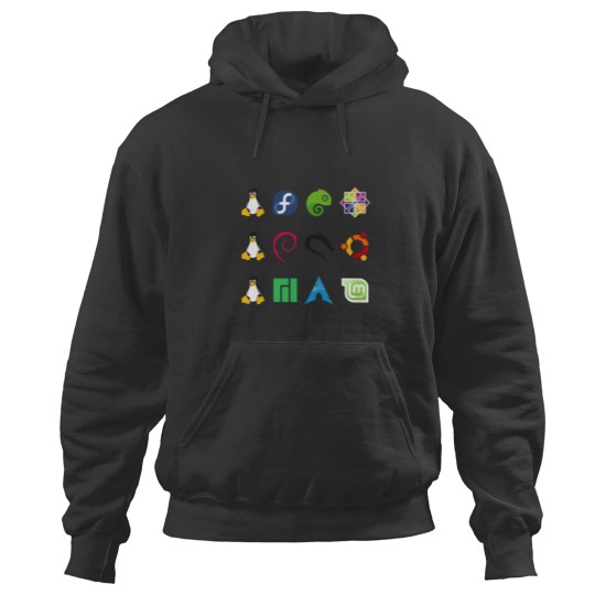 Discover 3 Linux Tux and 9 of the Most Popular Linux Distros Hoodies