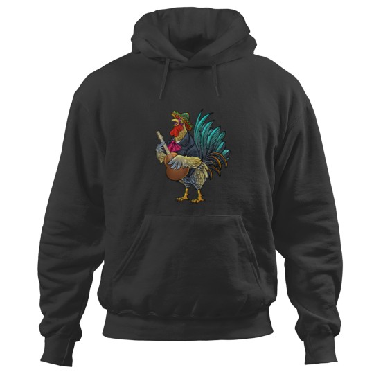 Discover Giant Rooster Guitaring Funny Chicken Gallo Playing Guitar Hoodies