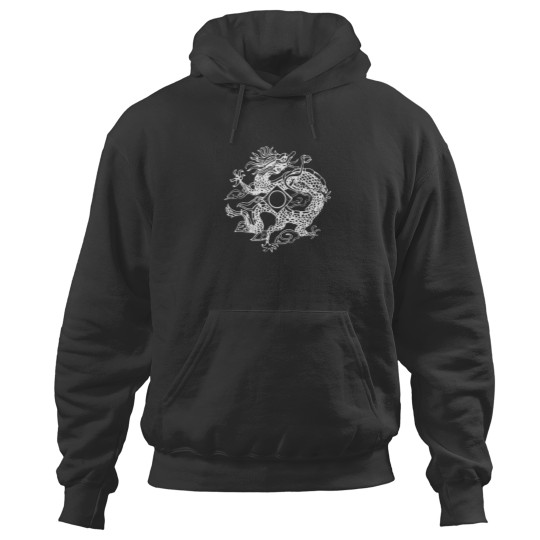 Discover Shenmue ~ Dragon Mirror (White on Black) Hoodies