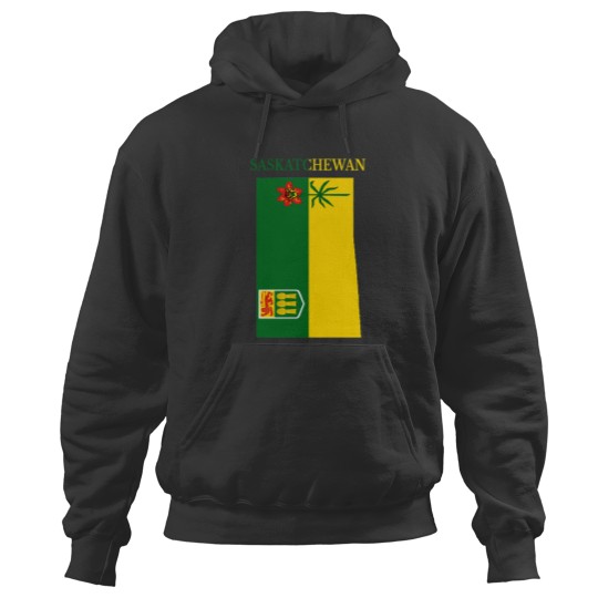 Discover Saskatchewan Flag Map, SK, Canada Active Hoodies