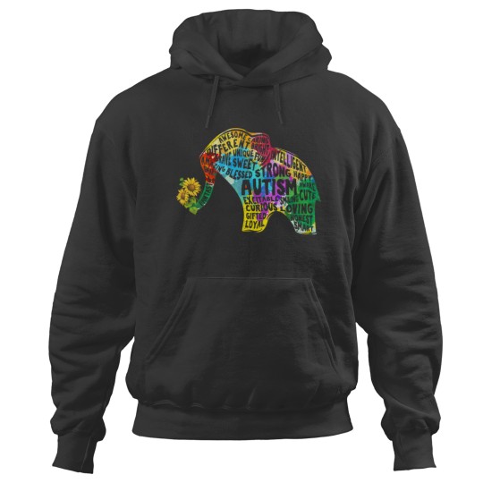 Discover Autism Awarenesses Elephant Sunflowers Inspirational Words Cute Colourful Hoodies