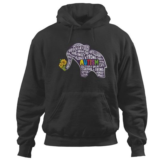 Discover Autism Elephant Sunflower Cute Inspirational Autism Month Mom Dad Teacher Hoodies
