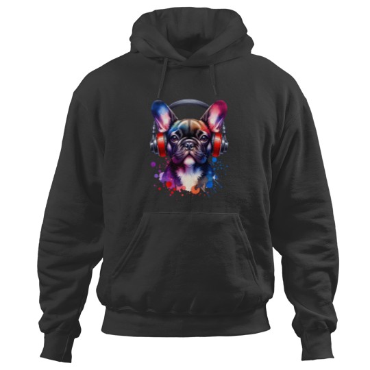 Discover French Bulldog With Headphones Hoodies