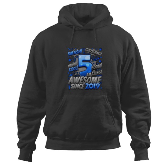 Discover 5th Birthday Comic Style Awesome since 2019 5 Yea Hoodies