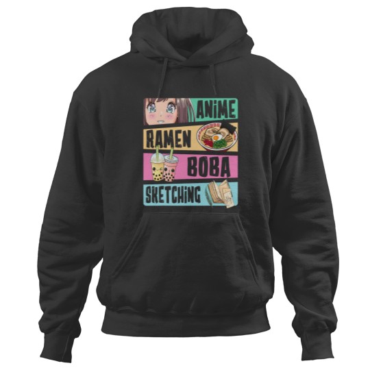 Discover Anime Ramen Boba Sketching Kawaii Anime Lover Merch Gift Hoodies