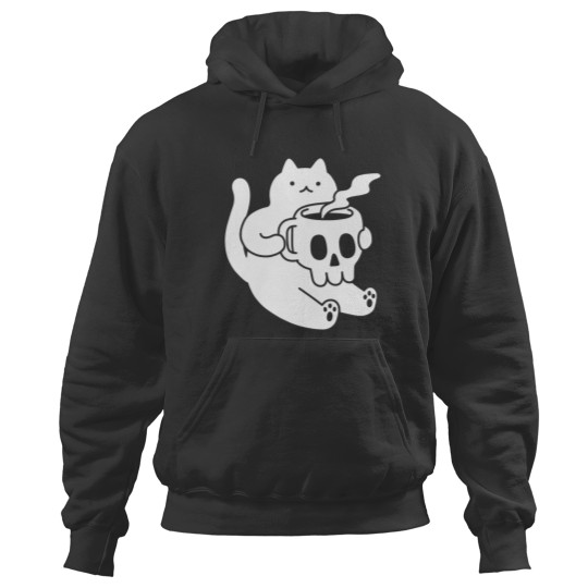 Discover Cat and Skull Mug Classic Hoodies