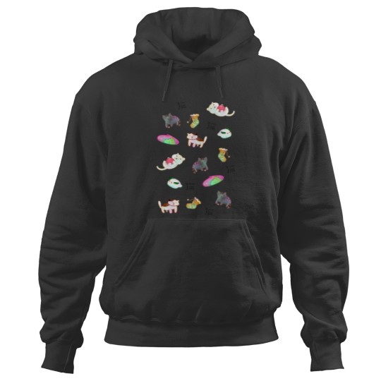 Discover Kawaii Neko Atsume Pattern Relaxed Fit Hoodies
