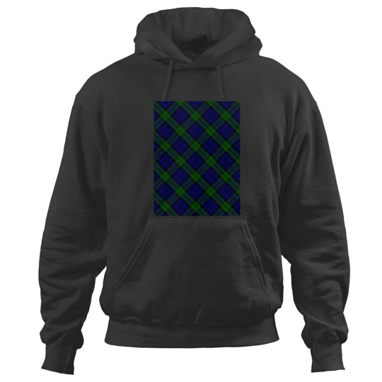 Discover Black Watch Blue, Green, and Black TartanDiagonal Plaid Graphic Hoodies