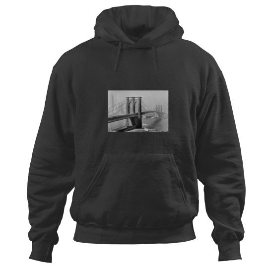 Discover 1940_s Bridge Black and White Daytime Photograph Hoodies