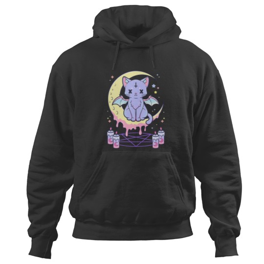 Discover Kawaii Pastel Goth Cute Creepy Occult Cat Hoodies