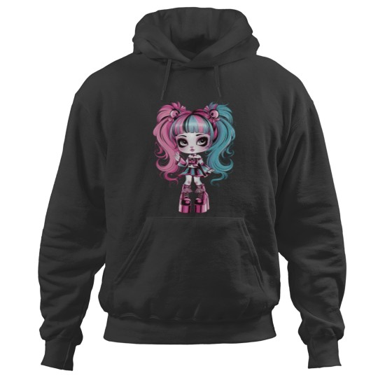 Discover Pink and Blue Hair Anime Girl Wearing Platform Shoes Hoodies