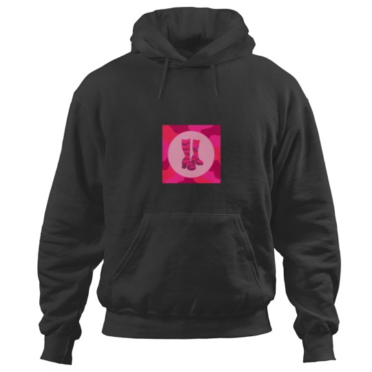 Discover Pink 70s Style Platform Boots Long Hoodies