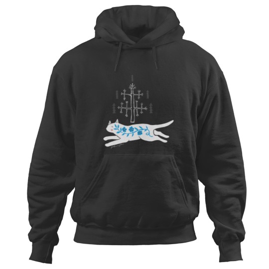 Discover Folk cat on yellow Hoodies