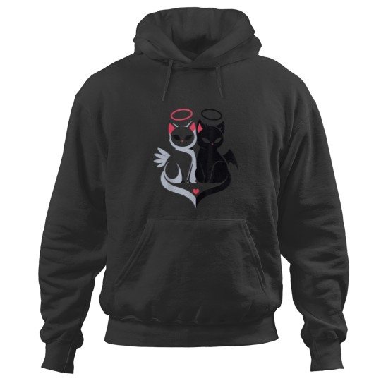 Discover Angel And Demon Cats Love Valentine 39 S Day Whi Hoodies