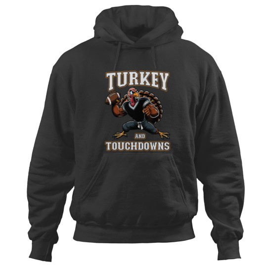 Discover Thanksgiving Design for Boys Turkey and Touchdowns Youth Men Hoodies