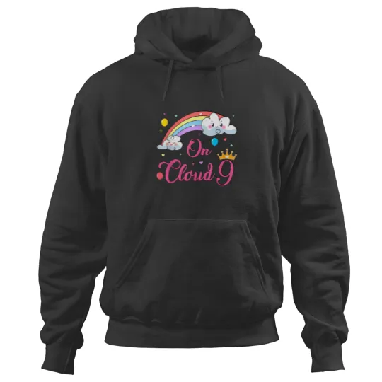 Discover 9 Year Old Birthday Decorations Rainbow On Cloud Hoodies
