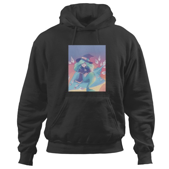 Discover Mermaid Ice Witch Flying At Sunset On Her Skate Familiar 1 Hoodies