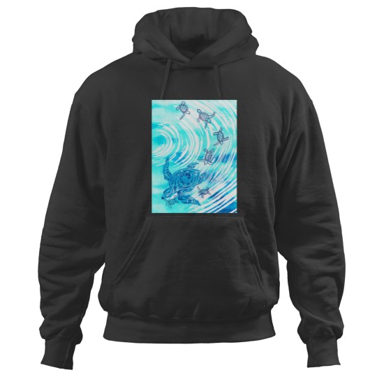 Discover Hawaiian - Polynesian Watercolor Ohana Honu(1) Hoodies