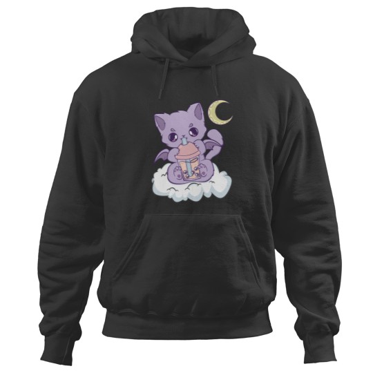 Discover Kawaii Pastel Goth Cute Creepy Witchy Cat Boba Anime Kitten Hoodies