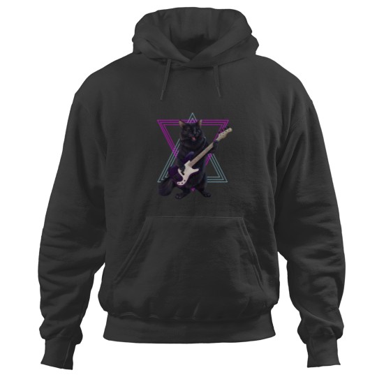 Discover Cat playing bass guitar Hoodies