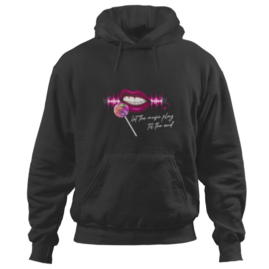 Discover Let The Music Play Til The End Pink Lips Mirrorball Lollipop Microphone Trustfall Design Option Hoodies