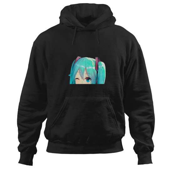 Discover Hatsune miko peeker peeking anime miku girl window bumper Essential Hoodies